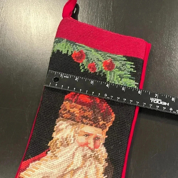 Vintage Imperial Elegance Cross Stitch Old World Santa Red Christmas Stocking - Picture 6 of 9